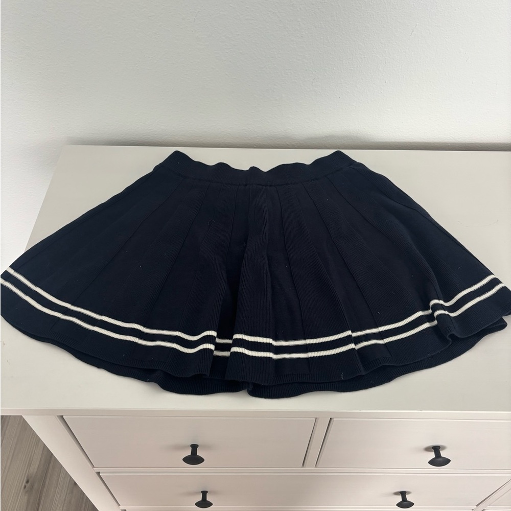Sincerely Jules Navy Skater Skirt with White Stripes